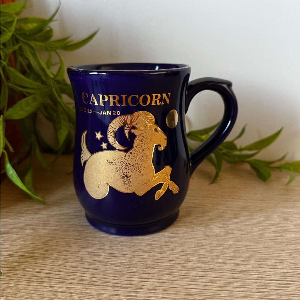 Capricorn Zodiac Mug in Cobalt Blue and Gold